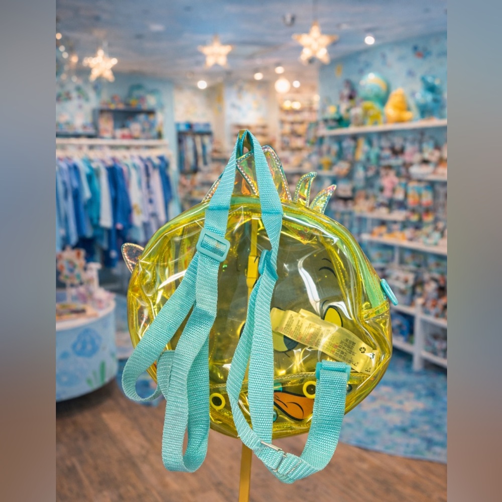NWOT-Disney Park Flounder Mini Backpack Clear PVC Little Mermaid - Picture 3 of 4
